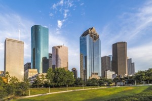 cityscape of Houston in late afternoon light
